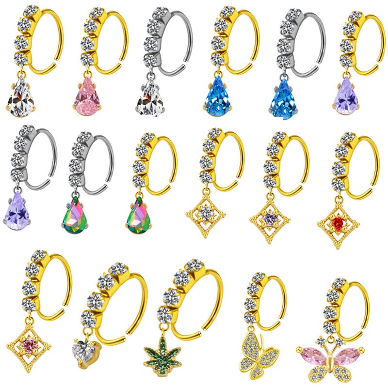 Piercing pentru nas Inel pentru nas Inel colorat pentru nas din oțel inoxidabil Inele pentru nas agățat Bijuterii piercing pentru femei