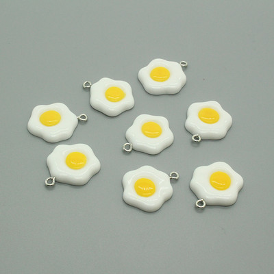 10 τμχ Funny Simulation Egg Resin Earring Charms DIY ακανόνιστα σκουλαρίκια Κρεμαστό αξεσουάρ Τροφίμων Μπρελόκ Βραχιόλι Κοσμήματα Κατασκευή