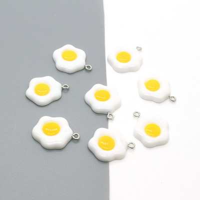 10 τμχ Funny Simulation Egg Resin Earring Charms DIY ακανόνιστα σκουλαρίκια Κρεμαστό αξεσουάρ Τροφίμων Μπρελόκ Βραχιόλι Κοσμήματα Κατασκευή