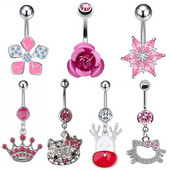 Petrecerea de Crăciun inel pentru buric Piercing pentru buric drăguț roz pentru buric inel pentru piercing bijuterii pentru corp Ornament pentru piercing ombilical