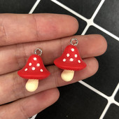 10 buc. Brelocuri cu ciuperci cu spate plat din rasina Kawaii, pandantiv drăguț cu alimente mici, pentru cercei, brățări, bijuterii DIY, descoperiri