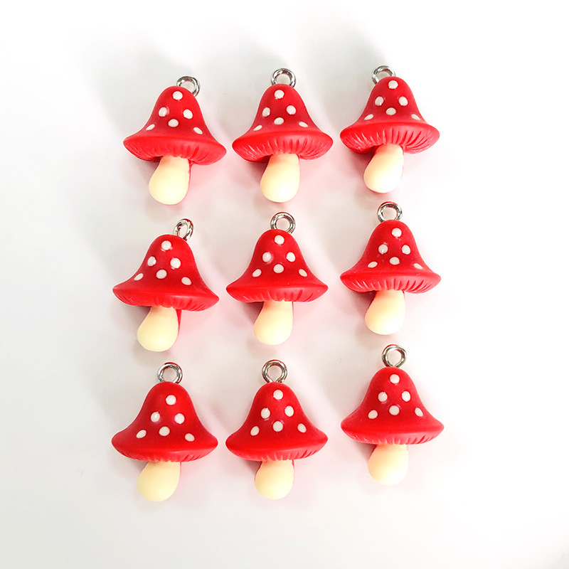 10 buc. Brelocuri cu ciuperci cu spate plat din rasina Kawaii, pandantiv drăguț cu alimente mici, pentru cercei, brățări, bijuterii DIY, descoperiri