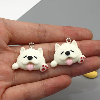 Mix 10 τμχ/συσκευασία Cute Puppy Dog Resin Charms Funny Cartoon Pets Animal μενταγιόν για σκουλαρίκι Μπρελόκ DIY κοσμήματα