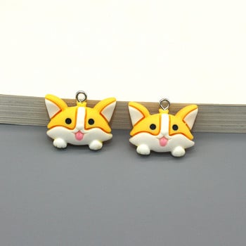 Mix 10 τμχ/συσκευασία Cute Puppy Dog Resin Charms Funny Cartoon Pets Animal μενταγιόν για σκουλαρίκι Μπρελόκ DIY κοσμήματα