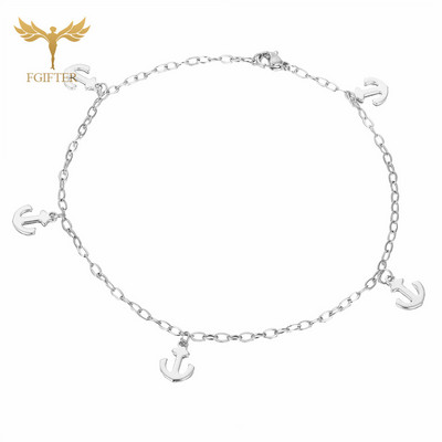 Ocazional gleznă cu ancora Brățări din oțel inoxidabil pentru femei, lanț de zale de 26 cm cu brelocuri, bijuterii pentru picior de gleznă reglabile, accesoriu de vară