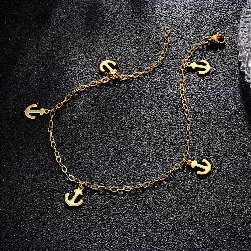 Ocazional gleznă cu ancora Brățări din oțel inoxidabil pentru femei, lanț de zale de 26 cm cu brelocuri, bijuterii pentru picior de gleznă reglabile, accesoriu de vară