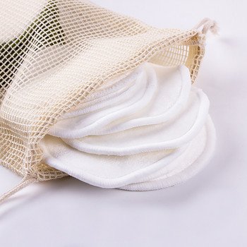 Тампони за премахване на грим от бамбукови влакна за многократна употреба, 12 бр./Опаковка. Миещи се кръгли почистващи памучни тампони за лице. Инструмент за премахване на грим