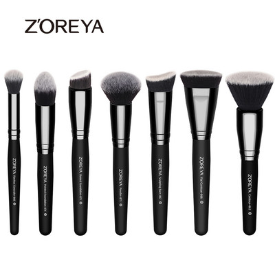 ZOREYA Black Makeup Brush Set Eye Face Cosmetic Foundation Powder Blush Eyeshadow Kabuki Blending Make up Brush Beauty Tool