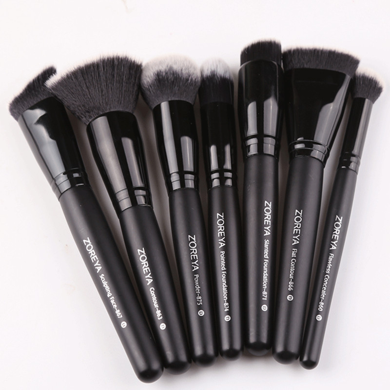 ZOREYA Black Makeup Brush Set Eye Face Cosmetic Foundation Powder Blush Eyeshadow Kabuki Blending Make up Brush Beauty Tool