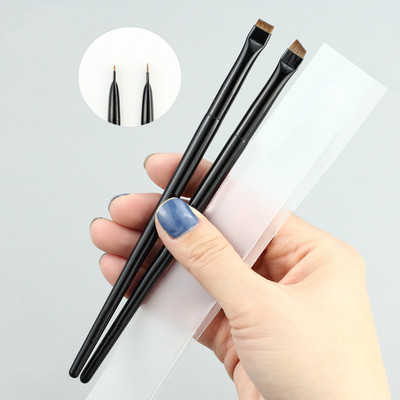 LOYBJ 1/2 buc Pensule de machiaj cu lamă Perie subțire în unghi pentru sprâncene Perie plată fină pentru eyeliner Liner profesional pentru frumusețe pentru sprâncene Instrument de machiaj