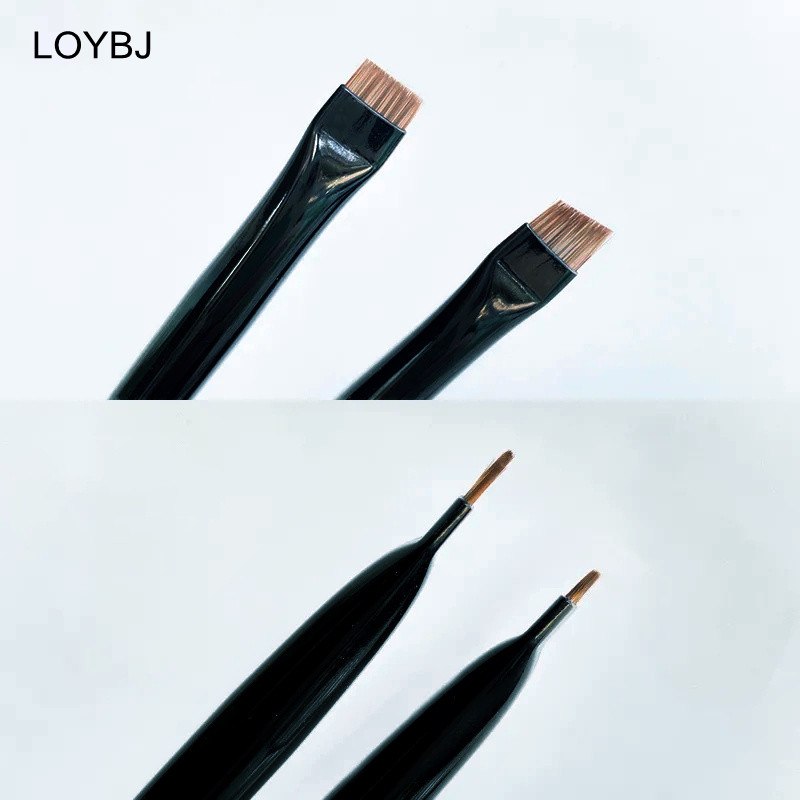 LOYBJ 1/2 buc Pensule de machiaj cu lamă Perie subțire în unghi pentru sprâncene Perie plată fină pentru eyeliner Liner profesional pentru frumusețe pentru sprâncene Instrument de machiaj