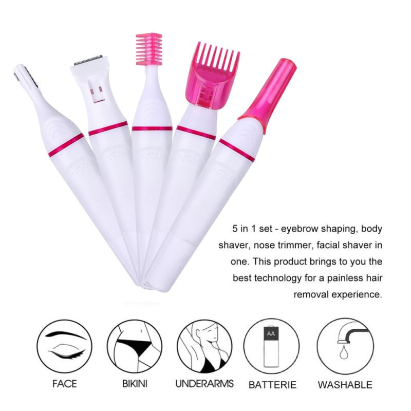 5 viename rinkinys Moteriškas epiliatorius antakių kirpimo mašinėlė Moteriškas skustuvas plaukų šalinimo skustuvas veidui Depilador bikini depiliacijos įrankis