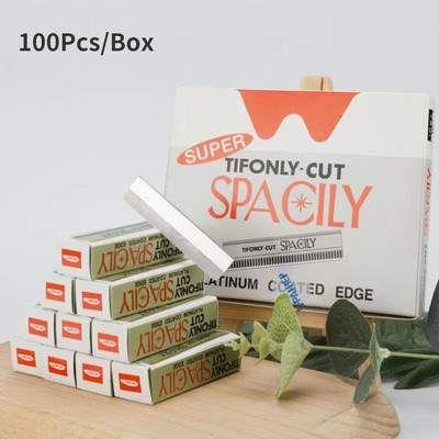 100 tk/partii Professionaalne juuste lõikamise žileti kulmude lõikamisnuga roostevabast terasest multifunktsionaalne teravate sulgedega meigitööriist