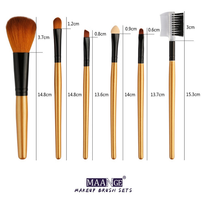 6 bucăți/Set de perii de machiaj Set de instrumente Pudră cosmetică Fard de ochi Fond de ten Blush Blending Beauty Make Up Brush Maquiagem