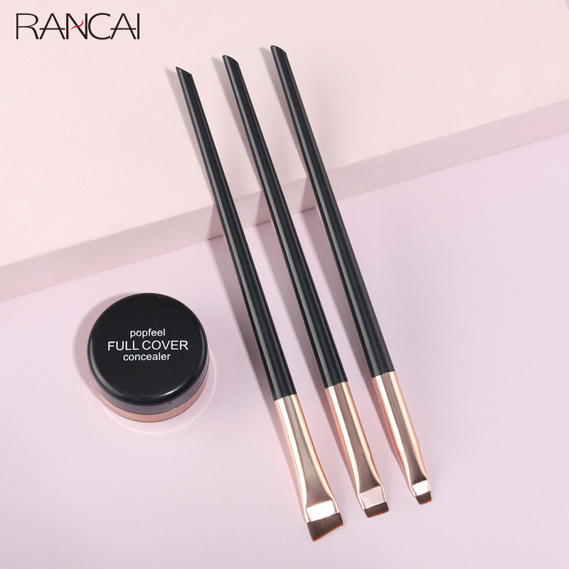 RANCAI 3 buc Pensule de machiaj pentru ochi Perie plată pentru eyeliner pentru sprâncene Ochi în unghi profesional pentru sprâncene Pincel Maquiagem Instrumente cosmetice pentru machiaj