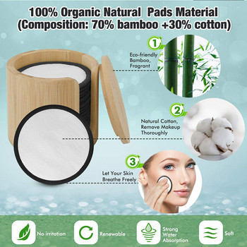 16 опаковки за многократна употреба Бамбукови памучни тампони за премахване на грим Средство за почистване на кожата на лицето Инструменти за красота за премахване на сенки за очи, червило, фон дьо тен