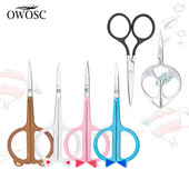 OWOSC 1PC Foarfecă pentru sprâncene din oțel inoxidabil pentru gene pentru nas îndepărtarea părului cu vârf rotund Trimmer pentru îngrijire personală Machiaj Instrumente de frumusețe