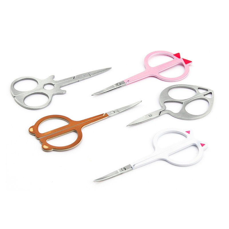 OWOSC 1PC Foarfecă pentru sprâncene din oțel inoxidabil pentru gene pentru nas îndepărtarea părului cu vârf rotund Trimmer pentru îngrijire personală Machiaj Instrumente de frumusețe