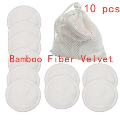 10db Bamboofiber Sminklemosó Újrafelhasználható Puff Mosható Pamut párna Arctisztító Törölköző Sminktörlő Korongok Egészséges bőr