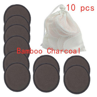 10db Bamboofiber Sminklemosó Újrafelhasználható Puff Mosható Pamut párna Arctisztító Törölköző Sminktörlő Korongok Egészséges bőr