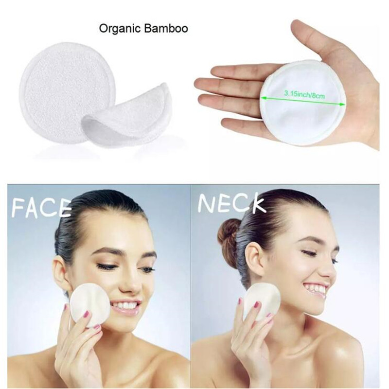 10db Bamboofiber Sminklemosó Újrafelhasználható Puff Mosható Pamut párna Arctisztító Törölköző Sminktörlő Korongok Egészséges bőr