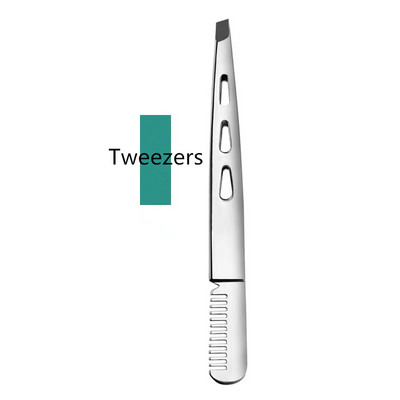 Qmake Instrumente pentru sprâncene din oțel inoxidabil, rotunjite, profesionale, foarfece pentru păr, manichiură, pensete pentru tăierea feței, kit pentru mustață