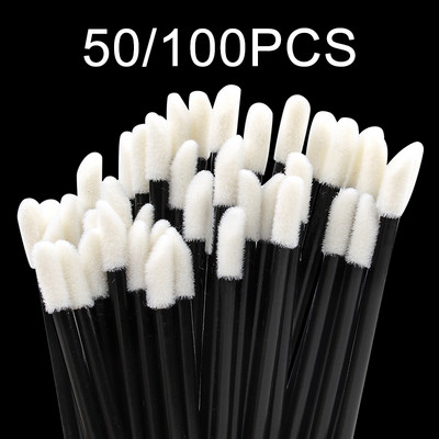 50/100 buc Perii de buze de unică folosință Perie de păr sintetică Rujuri de dimensiune completă Perie de buze Perii de machiaj Instrumente de machiaj cosmetic