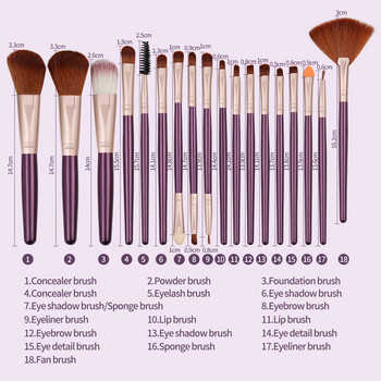 Maange 18 PCs Σετ πινέλων μακιγιάζ Blush Powder Foundation Brush Eye Shadow Brush Beauty Tools