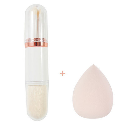 Perie de machiaj 4 în 1 Instrument de frumusețe Mini perie pentru ochi Perie de machiaj retractabilă pentru tonul pielii Perie portabilă de machiaj