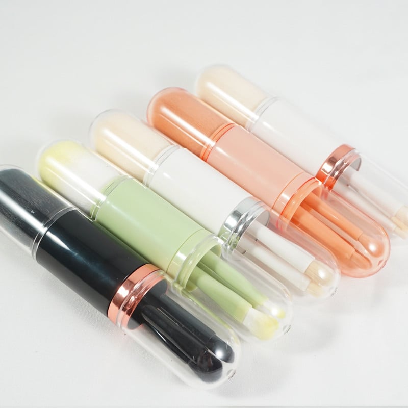 Perie de machiaj 4 în 1 Instrument de frumusețe Mini perie pentru ochi Perie de machiaj retractabilă pentru tonul pielii Perie portabilă de machiaj