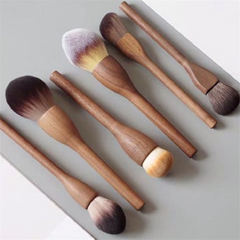 Νέο 1 τεμ. European Vintage Wood Handle Brush Makeup High Quality Walnut Loose Powder Blush Foundation Brush Contour Super Soft