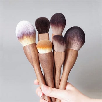 Νέο 1 τεμ. European Vintage Wood Handle Brush Makeup High Quality Walnut Loose Powder Blush Foundation Brush Contour Super Soft