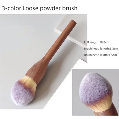 Pensula de machiaj cu mâner din lemn, 1 buc., de înaltă calitate, pudră liberă de nuc, fard de obraz, pensulă pentru contur, super moale