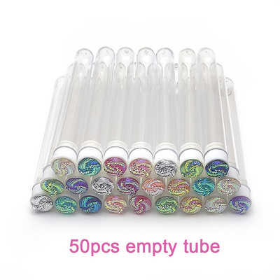 50 buc Perie reutilizabilă pentru gene Tub Baghete pentru gene de unică folosință Perie pentru sprâncene Înlocuibilă, rezistentă la praf, fund de diamant spart strălucitor