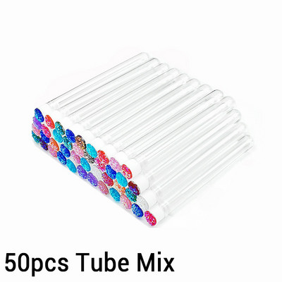 50 buc Perie reutilizabilă pentru gene Tub Baghete pentru gene de unică folosință Perie pentru sprâncene Înlocuibilă, rezistentă la praf, fund de diamant spart strălucitor