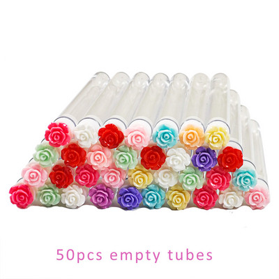 50 buc Perie reutilizabilă pentru gene Tub Baghete pentru gene de unică folosință Perie pentru sprâncene Înlocuibilă, rezistentă la praf, fund de diamant spart strălucitor