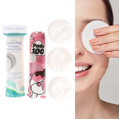 100 τμχ Μακιγιάζ Βαμβακερές μπατονέτες Clean Nail Pads Καλλιτεχνικά μαλακά επιθέματα καθαρισμού Καθημερινά βαμβακερά προμήθειες Εργαλείο αφαίρεσης μακιγιάζ προσώπου από βαμβάκι