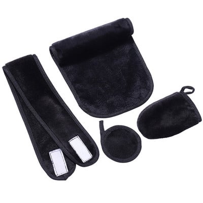 4 bucăți/set Set de cârpe demachiante reutilizabile Prosop pentru curățarea feței Servețele lavabile din microfibră Tampă de curățare a feței Mănuși Bandă pentru față
