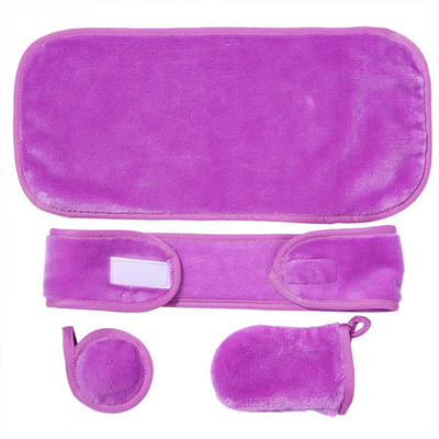 4 bucăți/set Set de cârpe demachiante reutilizabile Prosop pentru curățarea feței Servețele lavabile din microfibră Tampă de curățare a feței Mănuși Bandă pentru față
