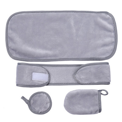 4 bucăți/set Set de cârpe demachiante reutilizabile Prosop pentru curățarea feței Servețele lavabile din microfibră Tampă de curățare a feței Mănuși Bandă pentru față