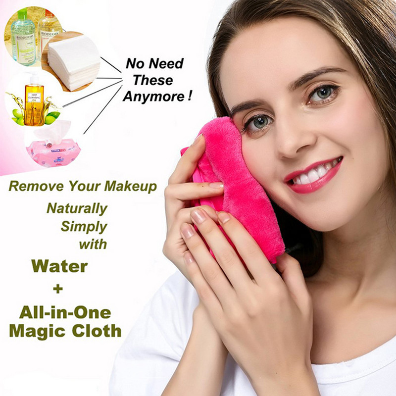 4 bucăți/set Set de cârpe demachiante reutilizabile Prosop pentru curățarea feței Servețele lavabile din microfibră Tampă de curățare a feței Mănuși Bandă pentru față