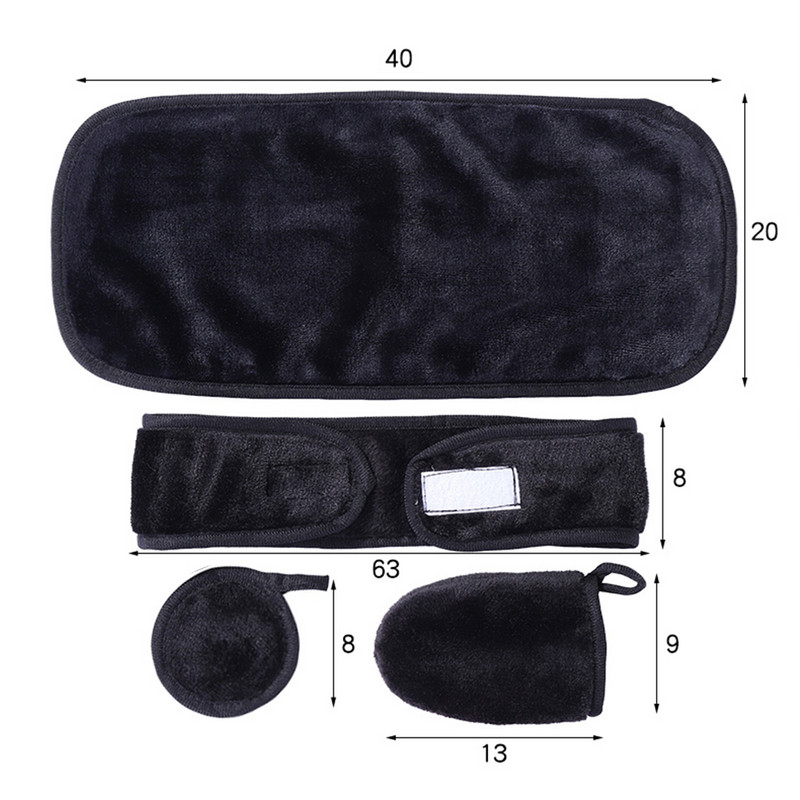 4 bucăți/set Set de cârpe demachiante reutilizabile Prosop pentru curățarea feței Servețele lavabile din microfibră Tampă de curățare a feței Mănuși Bandă pentru față