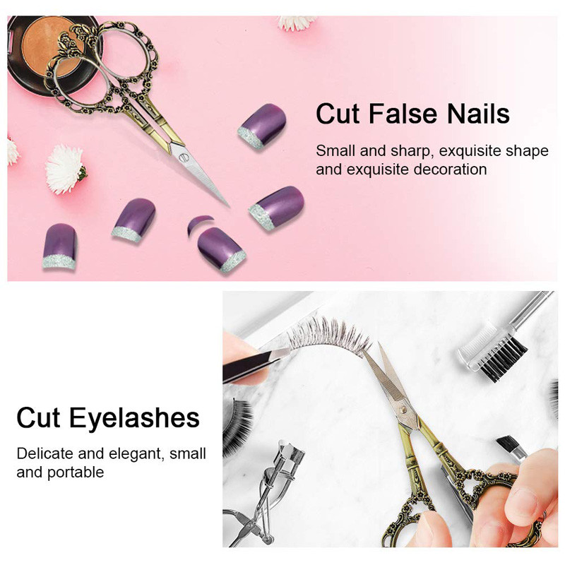 1 buc (7,8*15 cm) foarfece retro din oțel inoxidabil, 6 culori, pentru machiaj/broderie/unghii/trimmer pentru cusut, instrument pentru cuticule foarfece din metal P4006