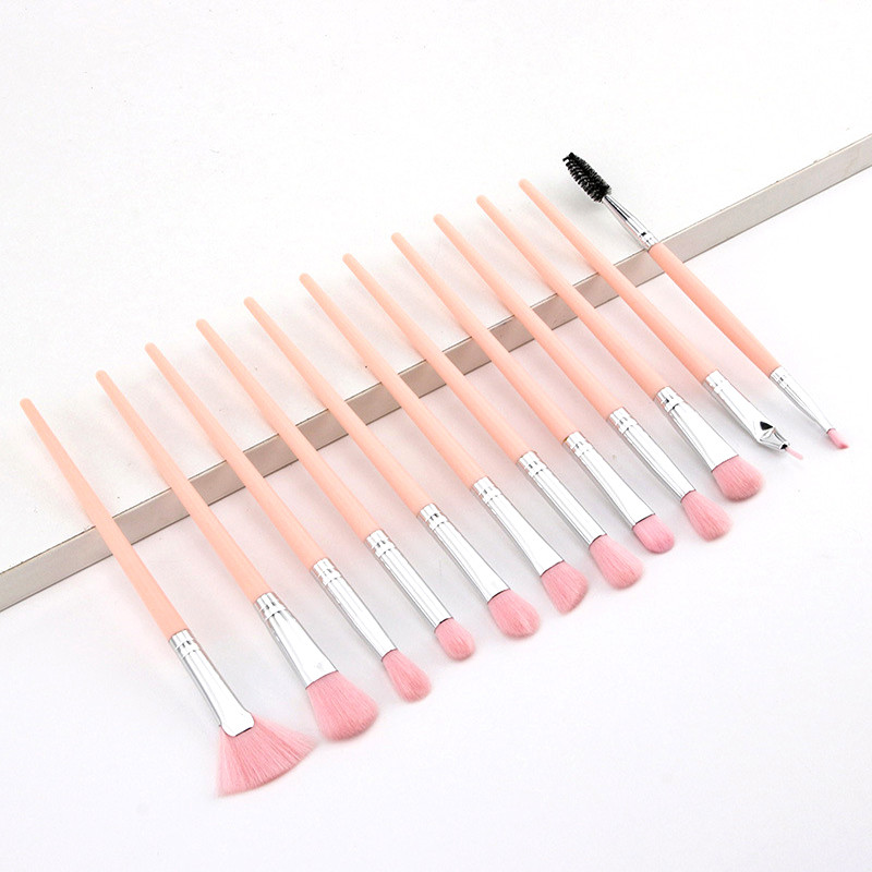 LANJINGLIN 12 buc Pensule de machiaj Set de instrumente Pudră cosmetică Fard de ochi Fond de ten Blush Blending Beauty Make Up Brush Maquiagem