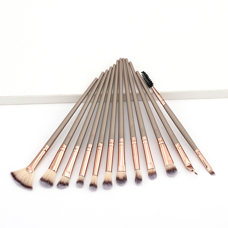 LANJINGLIN 12 buc Pensule de machiaj Set de instrumente Pudră cosmetică Fard de ochi Fond de ten Blush Blending Beauty Make Up Brush Maquiagem
