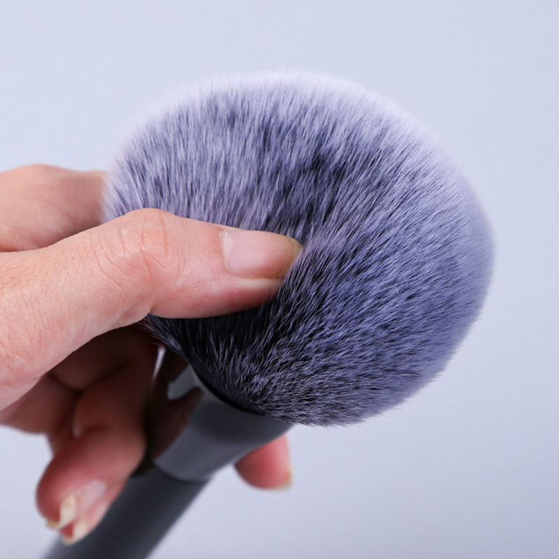 1 bucată perie de machiaj profesională pentru baza de pudră, fard de obraz mare, cu lemn negru, instrument cosmetic pentru femei, magic pufos, catifelat, fibre de păr