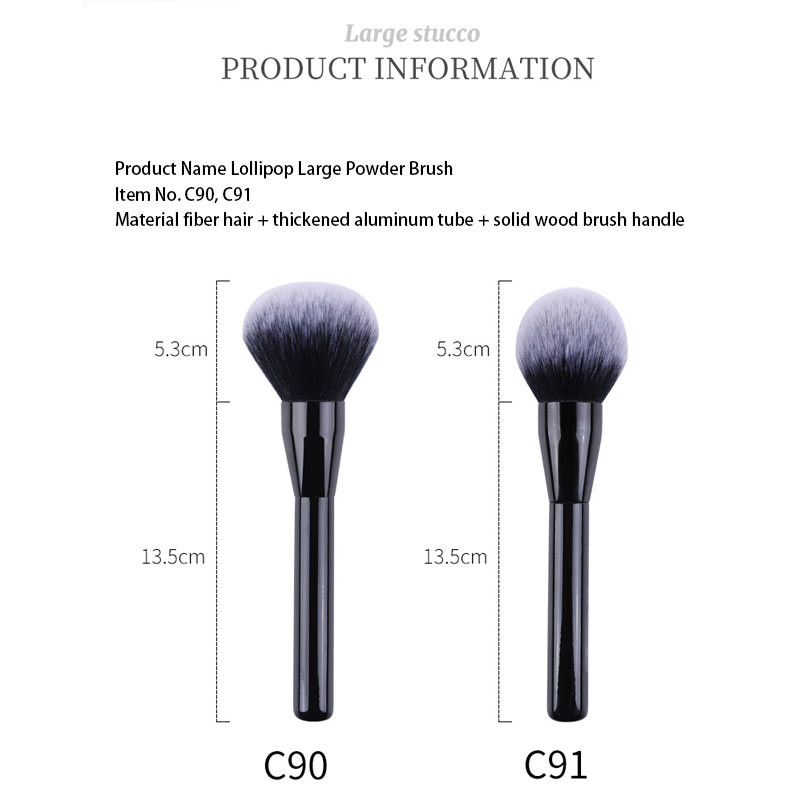 1 bucată perie de machiaj profesională pentru baza de pudră, fard de obraz mare, cu lemn negru, instrument cosmetic pentru femei, magic pufos, catifelat, fibre de păr