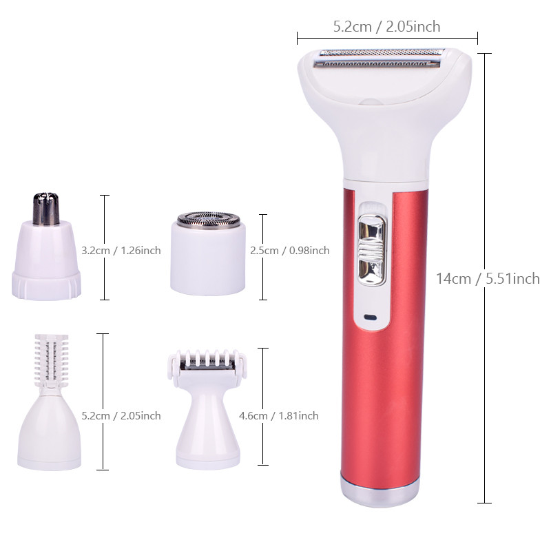 Epilator electric 5 în 1 pentru femei, bikini, sprâncene, nas, tuns doamnă, pentru îndepărtarea părului facial, pe corp, fără durere, aparat de ras pentru femeie.
