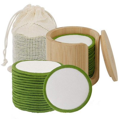 16/20 buc Tampoane demachiante reutilizabile din fibră de bambus Tampoane demachiante lavabile, rotunde, tampoane de bumbac pentru curățarea feței Tampoane de îngrijire a pielii Instrumente cosmetice