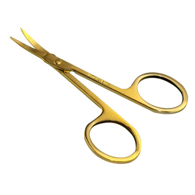 1 buc Foarfece pentru sprâncene de aur Lame de tuns pentru gene din oțel inoxidabil Trimmer drept pentru cot Foarfece pentru tuns pentru nas